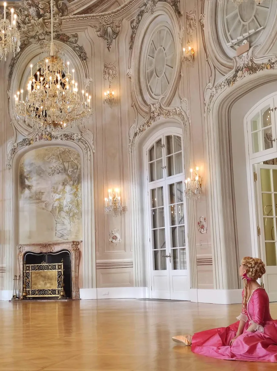Aleksandra Liashenko in a rococo ballroom